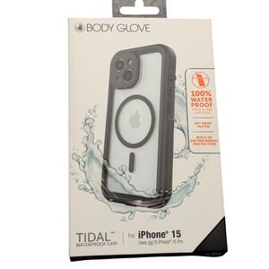 J7. Body Glove Tidal Waterproof Case with Magsafe- iPhone 15 (ONLY)  Black/Clear